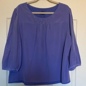Talbots Lavender Blouse purple silk sz XL work career 3/4 sleeve spring